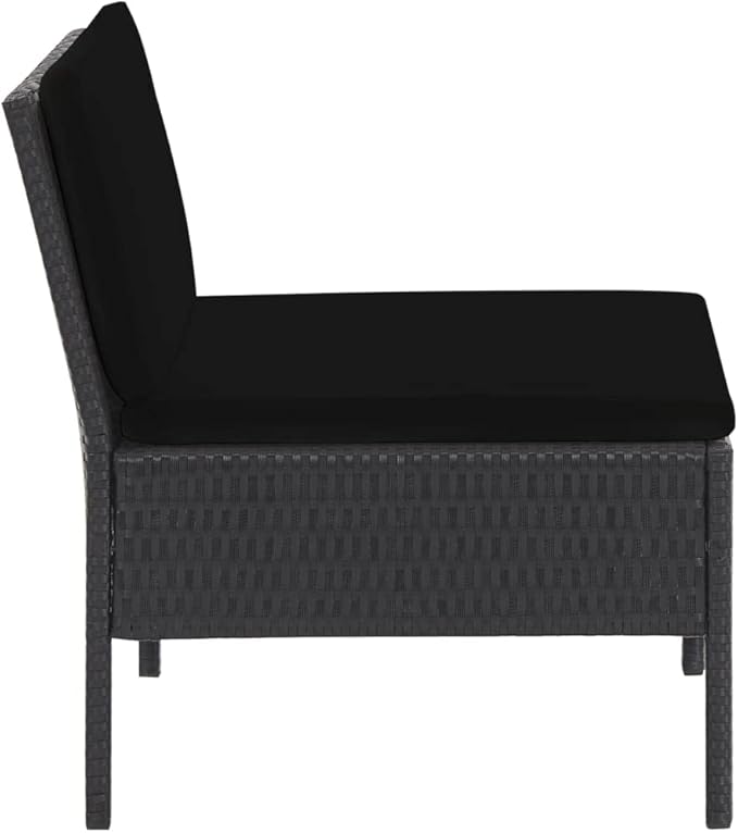 Patio Lounge Set with Cushions,Outdoor Furniture,Outdoor Furniture Sets,Patio Conversation Sets,for Garden,Deck,Backyard,6 Piece Poly Rattan Black