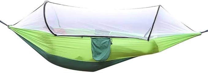 Outdoor Double Hammock with Protective Mesh, Ultra-Light Portable Anti-Rollover Swing, Relax/Sleep, Load Bearing 150kg/330.7lbs(Light Green)