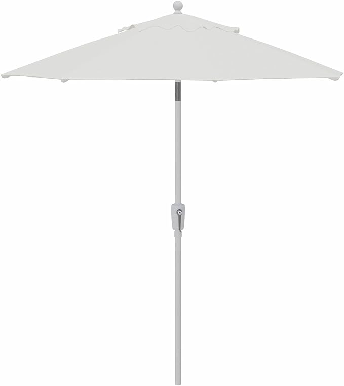 Treasure Garden 7.5ft Patio Umbrella – Outdoor Market Umbrella – Push Button Tilt – White Aluminum Frame (Sunbrella, Natural)