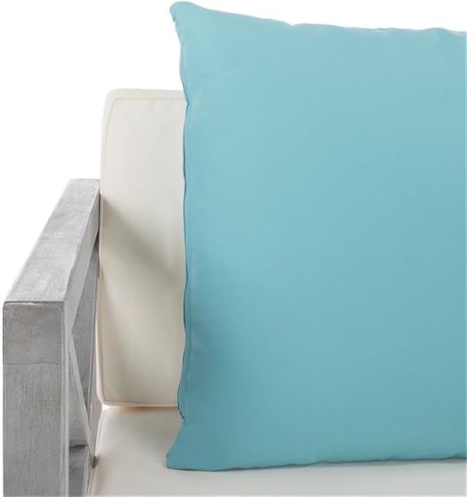 Safavieh PAT7031A Collection Nunzio Teak and White and Navy 4 Pc Accent Pillows Outdoor Set