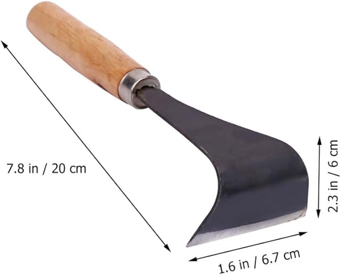 Uonlytech Tree Bark Scraper with Wooden Handle 7.87 Inch Debarking Tool for Garden Tree Bark Removal and Log Peeling Hand Tool for Lawn and Patio Care
