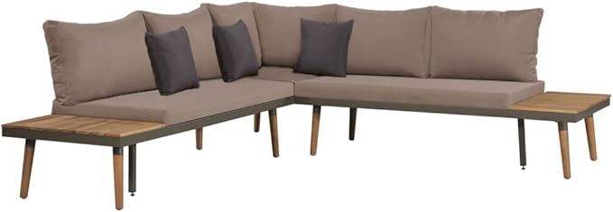 Patio Lounge Set with Cushions,Outdoor Tables and Chairs,Outdoor Furniture Sets,Patio Conversation Sets,for Garden,Deck,Backyard,4 Piece Solid Acacia Wood Brown