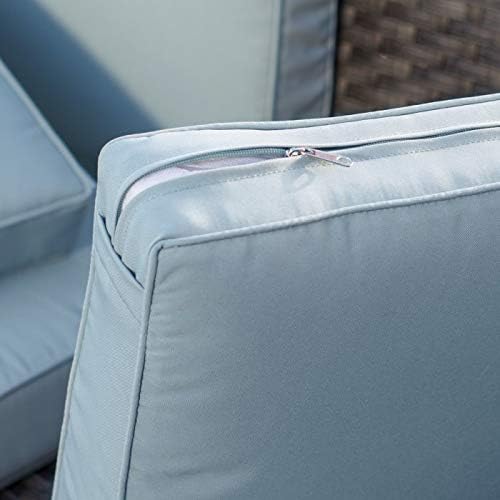 Jeco W00607 Nefeli Resin Wicker 4 Piece Patio Conversation Set with 3" Cushions, Grey