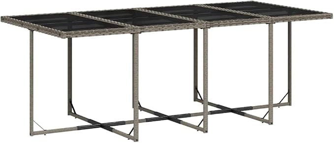 13 Piece Outdoor Dining Set with Cushions Gray Poly Rattan Patio Furniture with Folding Chairs, Tempered Glass Table, Space-Saving Storage, 8 Chairs & 4 Stools for Garden Backyard Entertaining