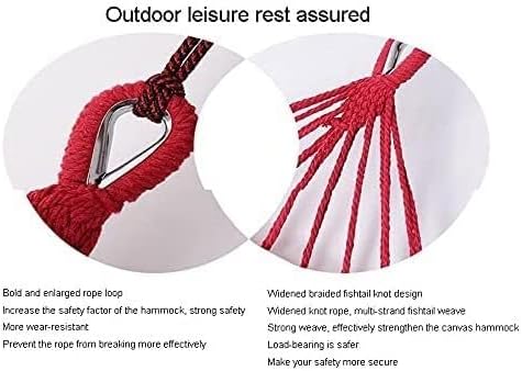 Portable Hammocks Canvas Hammock Backyard Garden Swing Furniture Outdoor Hanging Rocking Chair Hamock Swing Adults Portable Hanging Chair Hammock for Outdoor(Red)