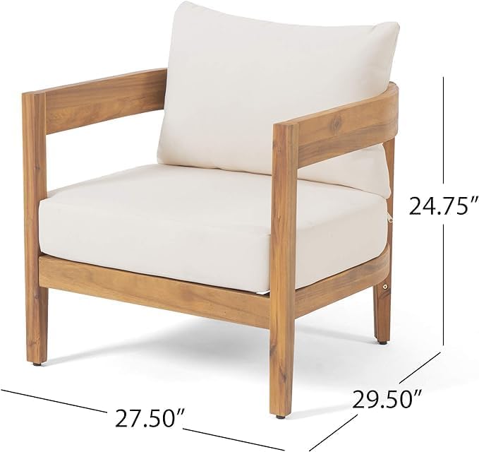 Merax 5pcs Outdoor Acacia Wood Conversation Set with 2 Chais,Loveseat,3-Seater Sofa and Coffe Table,with Cushions for Patio,Garden