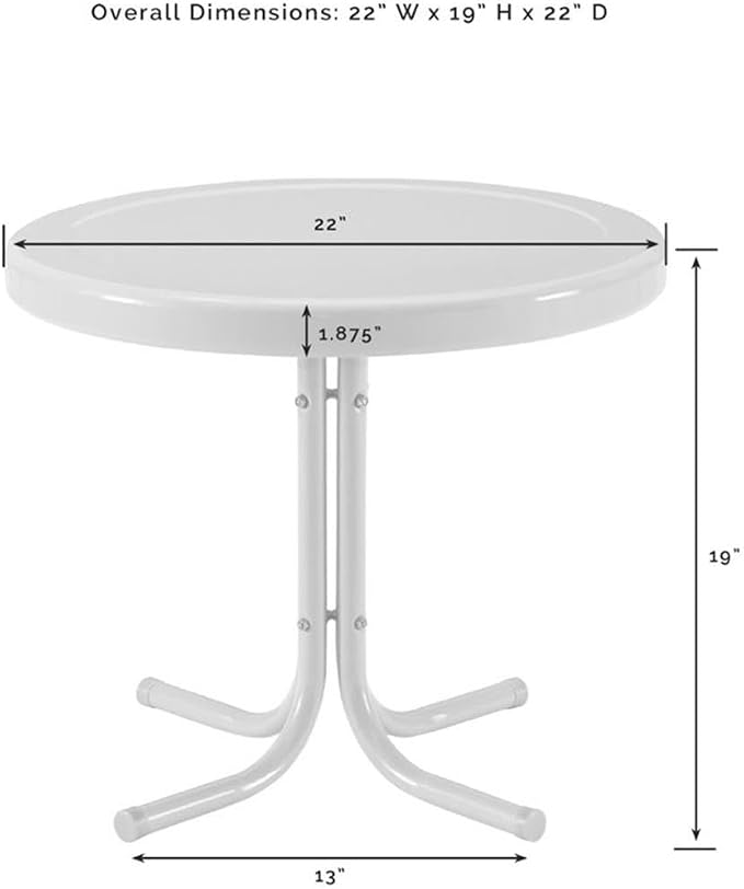 Pemberly Row Modern Steel Patio End Table, Aqua Gloss Finish, 22 in x 22 in x 18.9 in, Retro Weatherproof Powder-Coated Metal Table for Outdoor, Balcony, or Porch Use