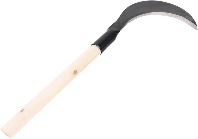 Yardwe Long-Handled Grass Sickle Hand Tool with Comfortable Grip for Weeding and Garden Cultivation Durable Manganese Steel Lawn Care Tool