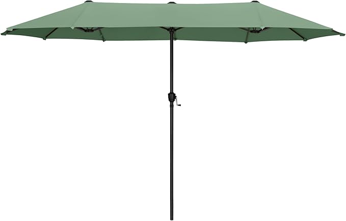 MFSTUDIO 13ft Outdoor Patio Umbrella, Double Sided Large Rectangular Umbrella Market Table Twin Triple Rectangle Umbrellas with Crank Handle for Outside Picnic Backyard Deck Pool (no base)