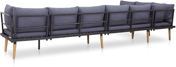 vidaXL Garden Lounge Set, Patio Conversation Set with Cushions, Outdoor 8-Seater Sofa with Coffee Table for Garden, Solid Acacia Wood