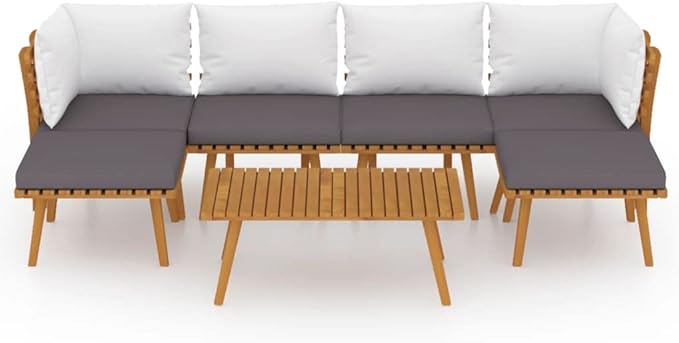 Patio Lounge Set with Cushions,Patio Furniture Sets,Patio Conversation Sets,Outdoor Furniture Sets,for Garden,Backyard,Outdoor,7 Piece Solid Acacia Wood