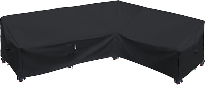 Heavy Duty Outdoor Sectional Sofa Cover, 115"X83" L-Shaped Waterproof 600D Patio Sectional Protector, Lawn Patio Furniture Covers (Midnight Black, L-Shaped-Right Facing-115 x83)