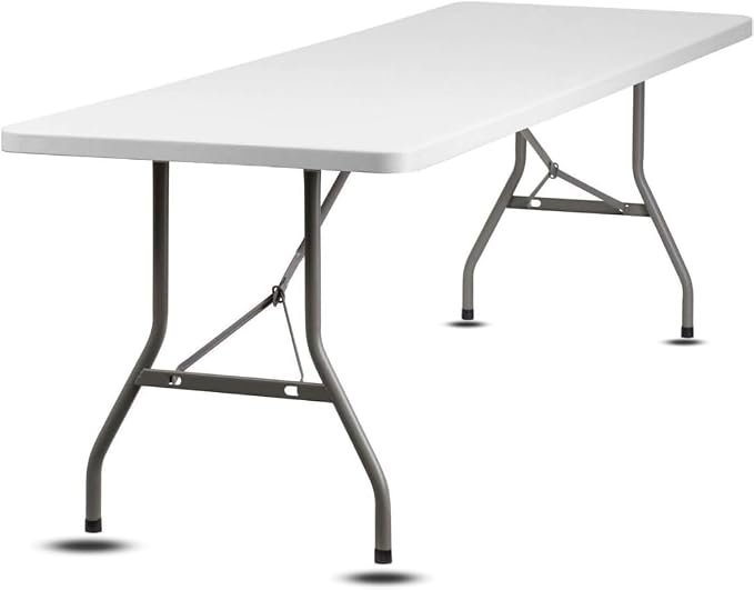 Utility Table, Non Folding Portable Plastic Table for Picnics, Parties, Outdoor Camping Table with Carrying Handle, Rectangular Design, Lightweight and Durable - 6ft