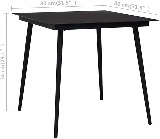 Afuera Living 3-Piece Patio Dining Set, PE Rattan and Glass, Black/Brown Finish, 31.5 x 31.5 x 29.1 in, Weather-Resistant, Compact Design, Adjustable Armrests, Indoor/Outdoor Table and Chairs for