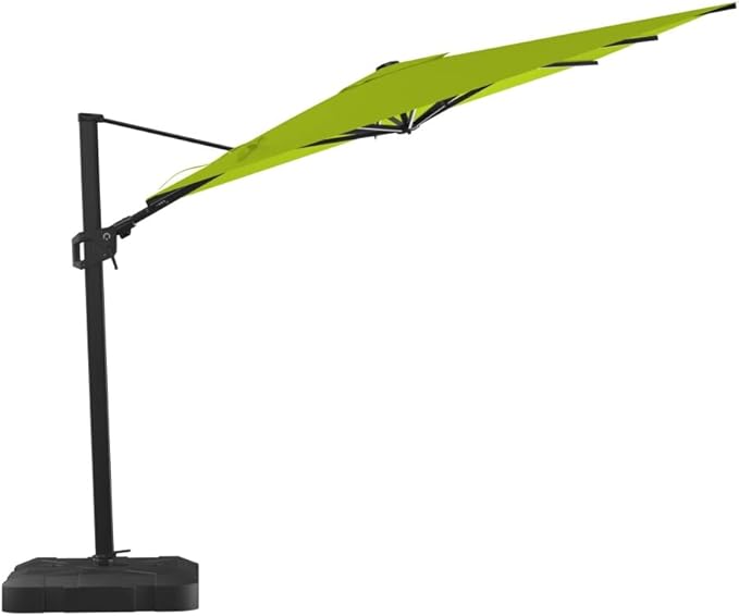 Midtown Umbrellas 9x9 Ft Outdoor Cantilever Patio Umbrella w/Sunbrella Heather Tan Fabric - Tilt 360° Rotate Offset Patio Umbrella, Deck Patio Umbrella, Backyard Umbrella & Garden Umbrella - Black Frame
