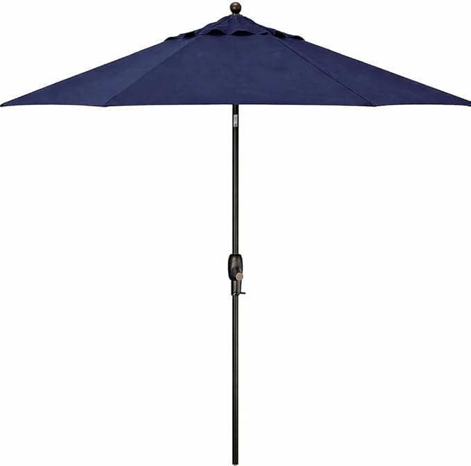 Treasure Garden 9-Foot Patio Umbrella - Outdoor Furniture Market Umbrella – Auto Tilt – Black Aluminum Frame (Obravia, Navy)