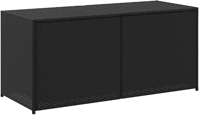 Black 74.8 Gal Poly Rattan Garden Storage Box with Waterproof Bag and Gas Spring Lid