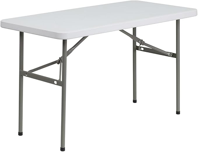 24" W x 48" D x 29" H Plastic Folding Utility Heavy Duty Table | Indoor Outdoor Dining Kitchen Wedding Market Events Camping BBQ