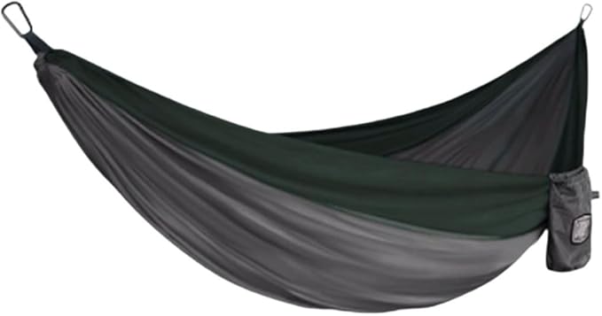 Nylon Hammock Outdoor Camping Travel Multi-Purpose Good Load-Bearing Portable Easy to Install Tree Hanging Hammock(Gray-Green)