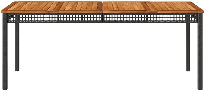 vidaXL - Garden Table/Outdoor Dining Table - Black/Brown - Acacia Wood/Steel - Rectangular - Weather- - for Garden/Balcony/Terrace - Seats 6 People - 70.9x35.4 inches