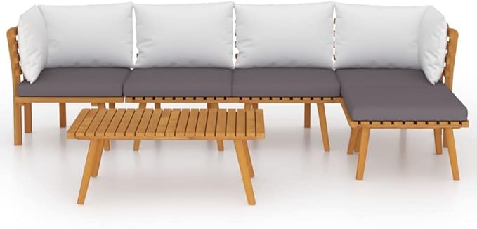 Backyard Furniture Patio Conversation Sets Outdoor Seating 6 Piece Patio Lounge Set with Cushions Solid Acacia Wood Suitable for Swimming Pool, Courtyard, Garden