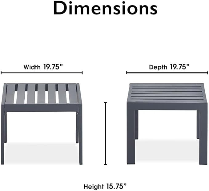 Home Square Outdoor Side Table in Gray Gunmetal Finish - Set of 2