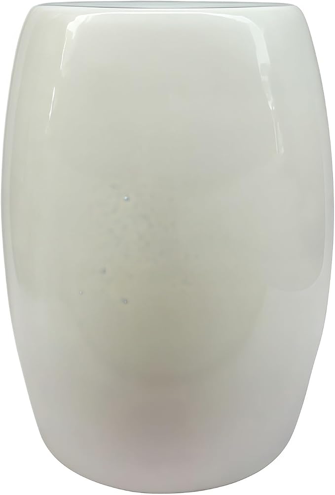 Decorative Ceramic Garden Stool, Hand-Crafted Outdoor Side Table, Shoe Changing Drum Stool for Patio, Living Room Accent Furniture(White 5)