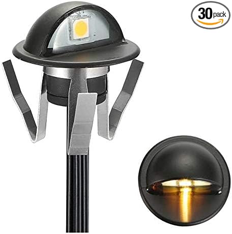 FVTLED Pack of 30 Warm White Low Voltage LED Deck Lights kit Φ1.38 Outdoor Garden Yard Decoration Lamp Recessed Landscape Pathway Step Stair Warm White LED Lighting, Black