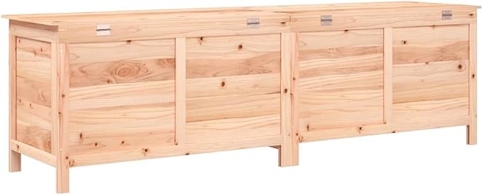 Large Natural Solid Fir Wood Outdoor Storage Box Garden Deck Box Rustic Brown Rectangular for Patio Garden and Poolside Organization