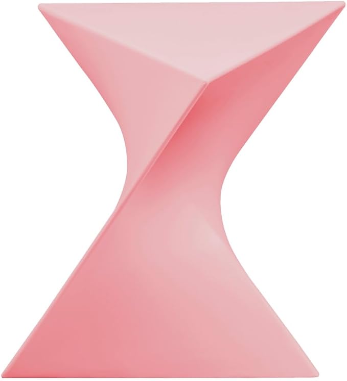 LeisureMod 15.75" Triangular Side Table, Stackable Plastic Accent End Table for Indoor & Outdoor Use, Weather-Resistant Modern Patio & Living Room Table, Set of 4, Pink