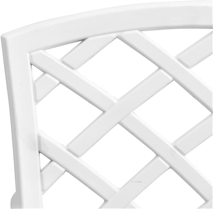 Afuera Living 5 Piece Garden Dining Set, Powder-Coated Cast Aluminum, White Finish, Outdoor Patio Table with Umbrella Hole and 4 Chairs, Modern Industrial Style for Garden or Terrace