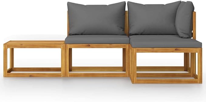 Patio Lounge Set with Cushion,Outdoor Patio Furniture,Outdoor Chat Conversation Set,Garden Furniture Sets,for Patio,Backyard,Garden,Outdoor,4 Piece Solid Acacia Wood