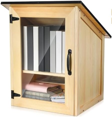 Library Book Exchange Box Weatherproof Wood Cabinet for DIY Outdoor Indoor Book Storage,Literature Exchange Box for Community,Schools & Neighborhood Sharing (TypeF)