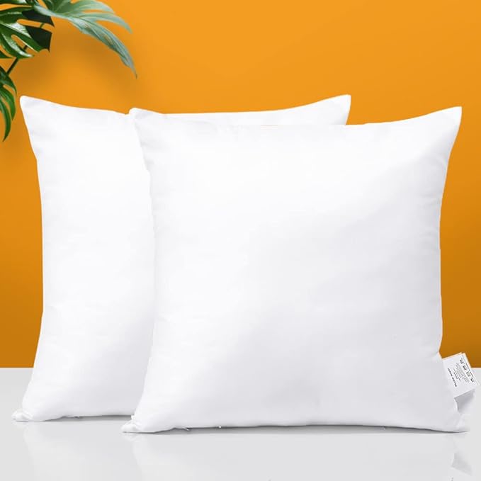 OTOSTAR Pack of 2 Outdoor Waterproof Pillow Inserts 16 x 16 Inches Premium Water Resistant Decorative Throw Pillow Inserts Square Form Pillows for Couch Sham Cushion Stuffer Patio Furniture Decor