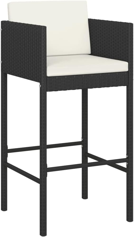 Patio Bar Set with Cushions,Outdoor Table and Chairs Set,Terrace Conversation Set Furniture,Outdoor Furniture,for Garden,Backyard,5 Piece Poly Rattan Black