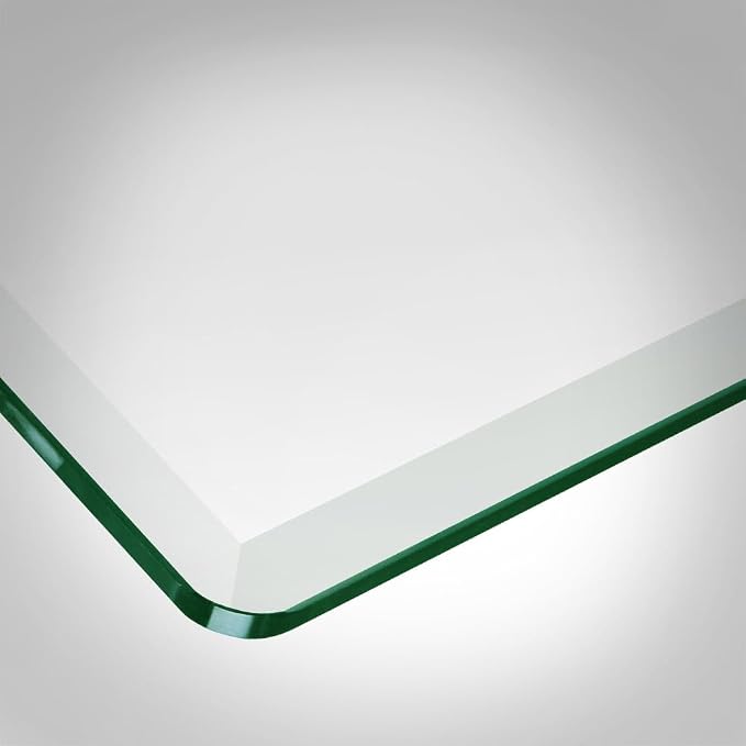 Dulles Glass 24X48 inch Rectangular Glass Table Top - Tempered - 1/2" Thick Glass Surface, Safe Beveled Edge, Radius Corners, Multipurpose for Dining Table, Patio, Coffee and End Table