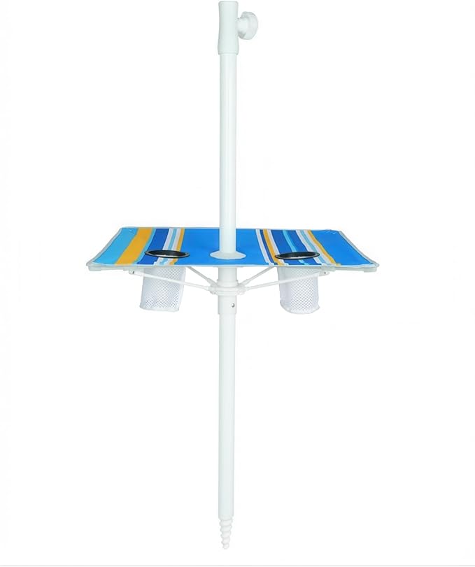paramondo 7ft Beach Umbrella with Sand Anchor Air Vent Push Button Tilt and Crank, Portable Sunshade Outdoor Patio Umbrella with 8 Sturdy Ribs for Garden, Deck, Backyard, Pool and Beach