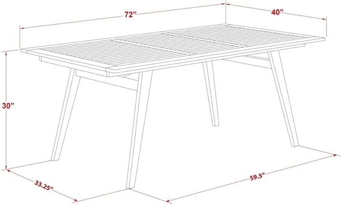 Pemberly Row 5-Piece Patio Dining Set, Natural Oil Finish, Rectangular Table and 4 Foldable Chairs, Lightweight and Compact Outdoor Furniture, Contemporary Style for Garden or Patio