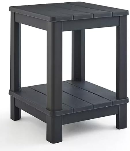 Adirondack Deluxe Outdoor Side Table Patio Side Table with Shelf End Tables for Patio,Garden, Lawn, Pool (Graphite Gray)