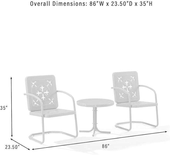 Crosley Furniture Azalea 3-Piece Vintage Outdoor Chair and Side Table Set, Retro Metal Patio Conversation Sets, Key Lime Gloss
