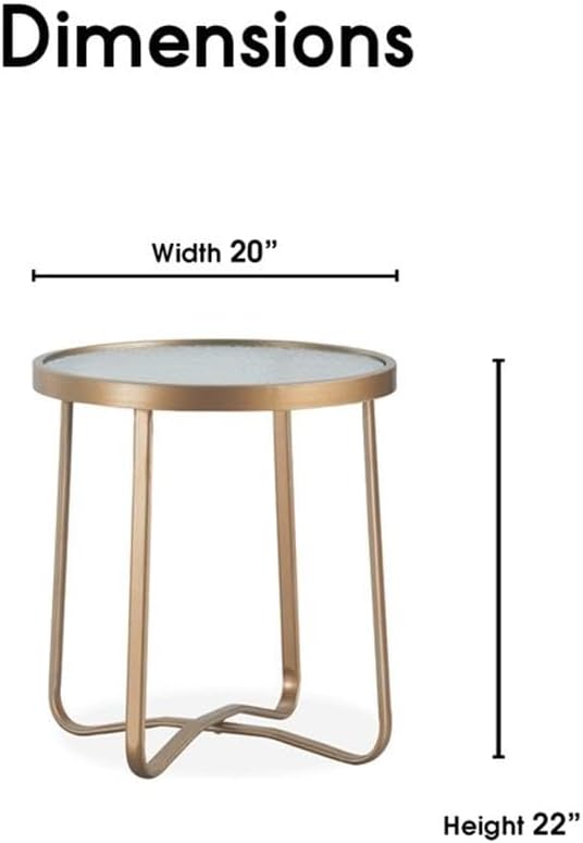 Afuera Living Modern Outdoor Side Table, 20" D x 20" W x 22" H, French Gold Metal Frame, Tempered Glass Top, Stylish Patio End Table for Drinks, Snacks, or Decorative Accents