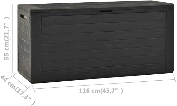 Deck Box Large Outdoor Storage for Patio Furniture, PP Garden Tools, Pool Supplies,Outdoor Backyard Patio Storage Deck Box Container, Anthracite 45.7"x17.3"x21.7" -AA
