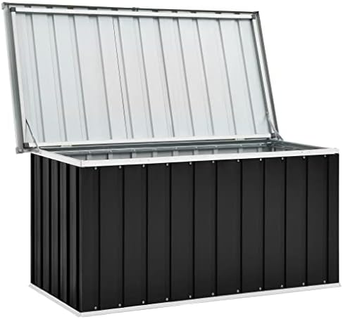Garden Storage Box, Galvanized Steel Outdoor Container for Patio and Garage Organization, Durable Lid for Pool and Lawn Use, Ideal for Deck and Furniture Storage
