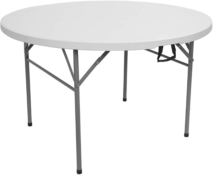 48" Round Folding Commercial Table, 4 Feet Portable Plastic Dining Card Table for Kitchen or Outdoor Party Wedding Event