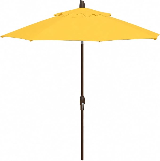 Treasure Garden Octagonal 9 ft Patio Umbrella - Outdoor Furniture Table Umbrella – Auto Tilt – Bronze Aluminum Frame (Obravia2, Lemon)