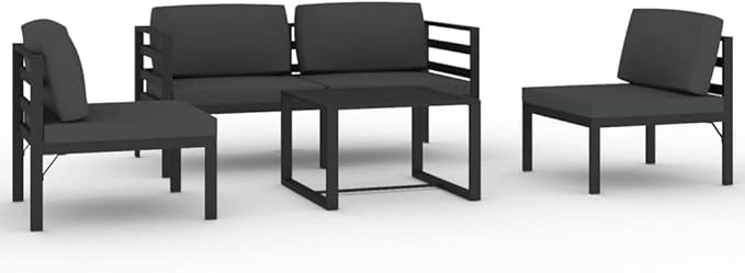 5 Piece Patio Lounge Set,Outdoor Garden Conversation Set,Patio Outdoor Set Suitable Suitable for Patio,Deck,Balcony with Cushions Aluminum Anthracite