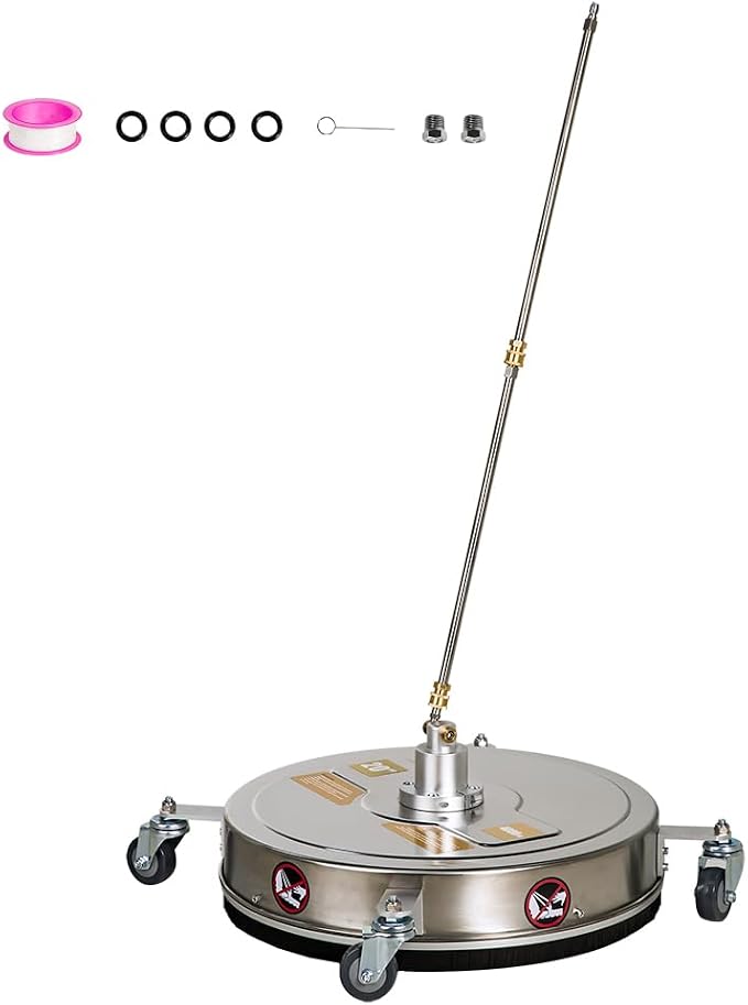 SCITOO 20" Pressure Washer Surface Cleaner 4200 PSI with 4 Wheels,1/4" Quick Connector and Washer Accessories for Concrete, Patio, Sidewalk, Deck and Driveways