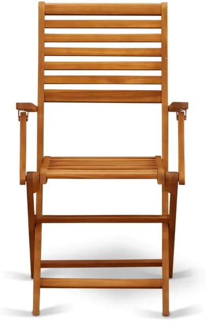 East West Furniture DECM5CWNA 5 Piece Outdoor Patio Dining Sets Includes a Rectangle Acacia Wood Table and 4 Folding Side Chairs, 40x72 Inch, Natural Oil