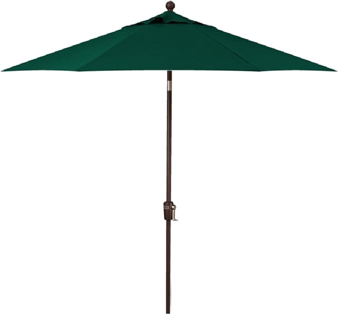 Treasure Garden 7.5ft Patio Umbrella – Outdoor Market Umbrella – Push Button Tilt – Bronze Aluminum Frame (Sunbrella, Forest Green)
