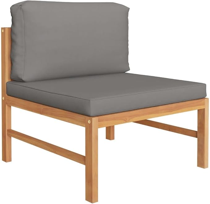 Backyard Furniture Patio Conversation Sets Outdoor Seating 6 Piece Patio Lounge Set with Gray Cushions Solid Teak Wood Suitable for Swimming Pool, Courtyard, Garden